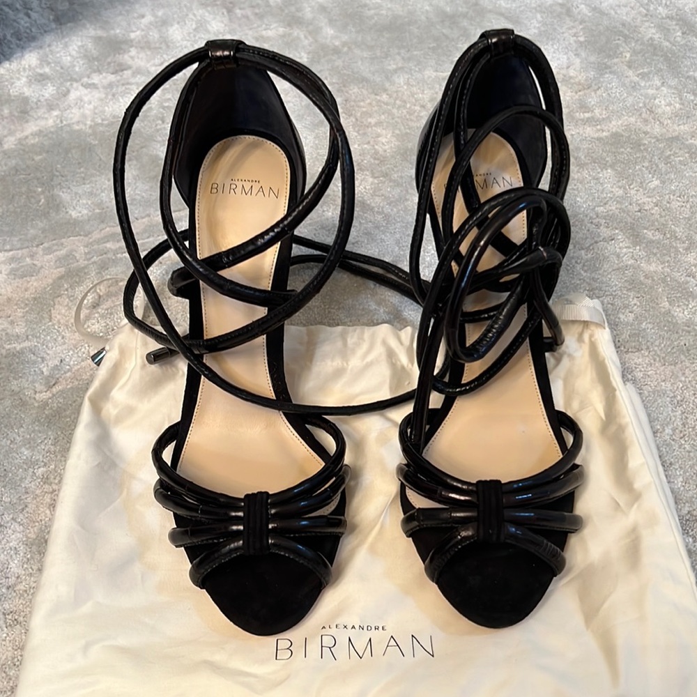Alexandre Birman leather and suede, tie up, 4 1/2 inch heel.